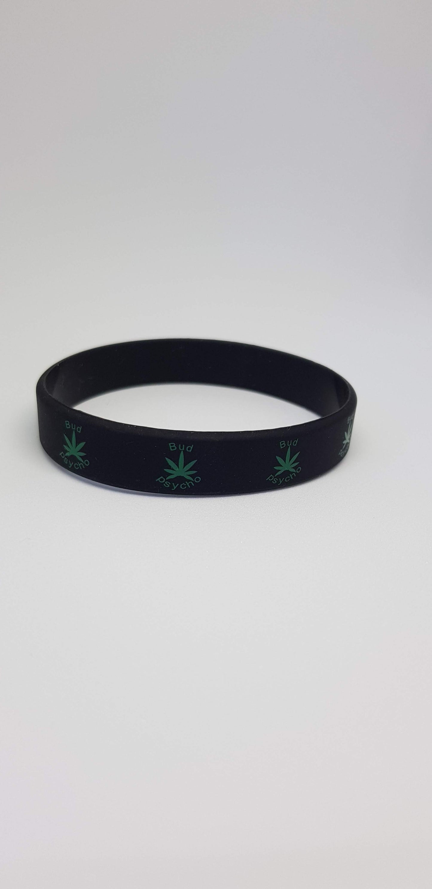BUD PSYCHO SILICONE WRISTBANDS RUBBER BLACK WHITE BANDS ADULT WEED LEAF UNISEX