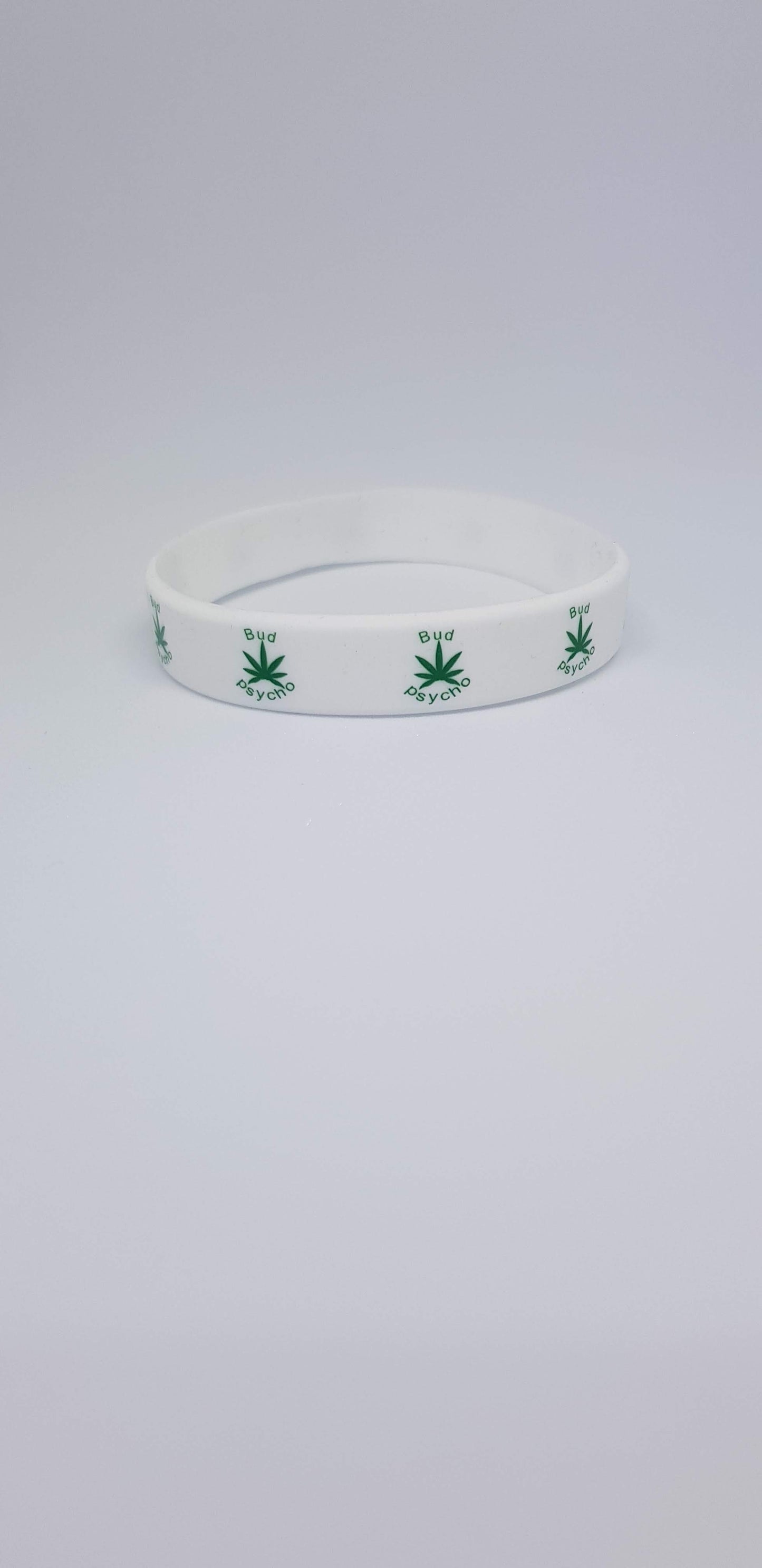 BUD PSYCHO SILICONE WRISTBANDS RUBBER BLACK WHITE BANDS ADULT WEED LEAF UNISEX