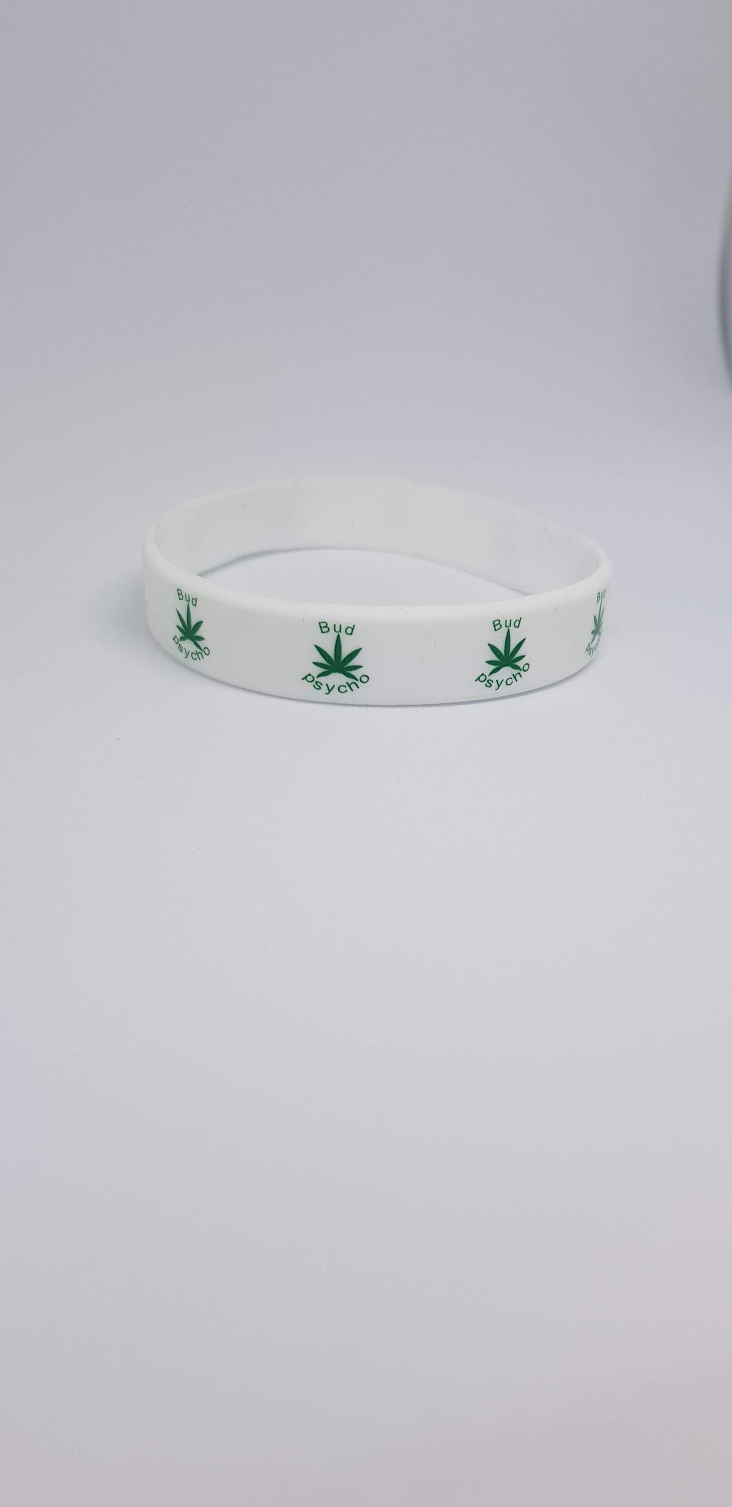 BUD PSYCHO SILICONE WRISTBANDS RUBBER BLACK WHITE BANDS ADULT WEED LEAF UNISEX