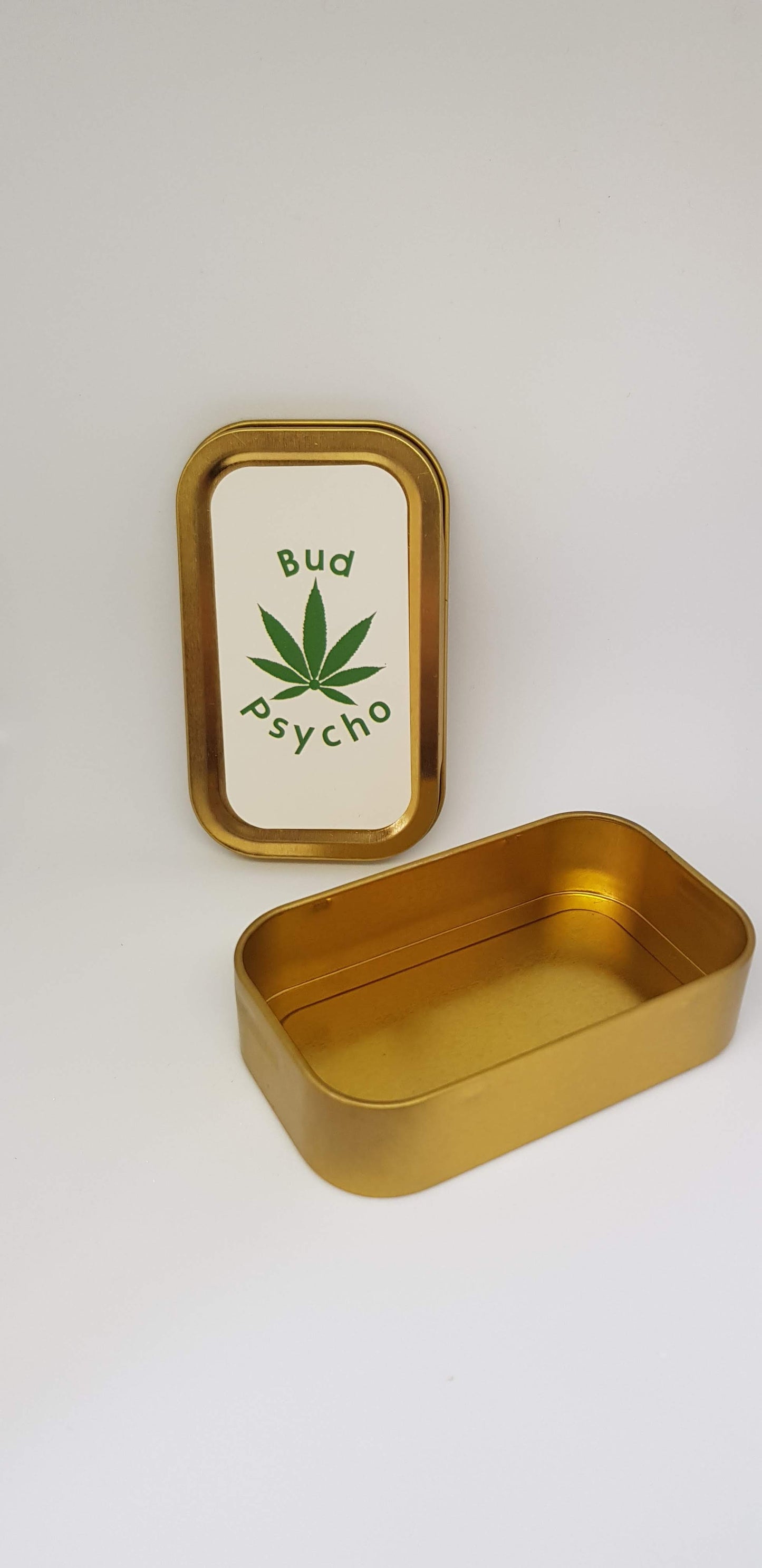 GOLD METAL STORAGE COIN SWEET CIGARETTE SMOKING BACCY STASH TIN TOBACCO PILL BOX