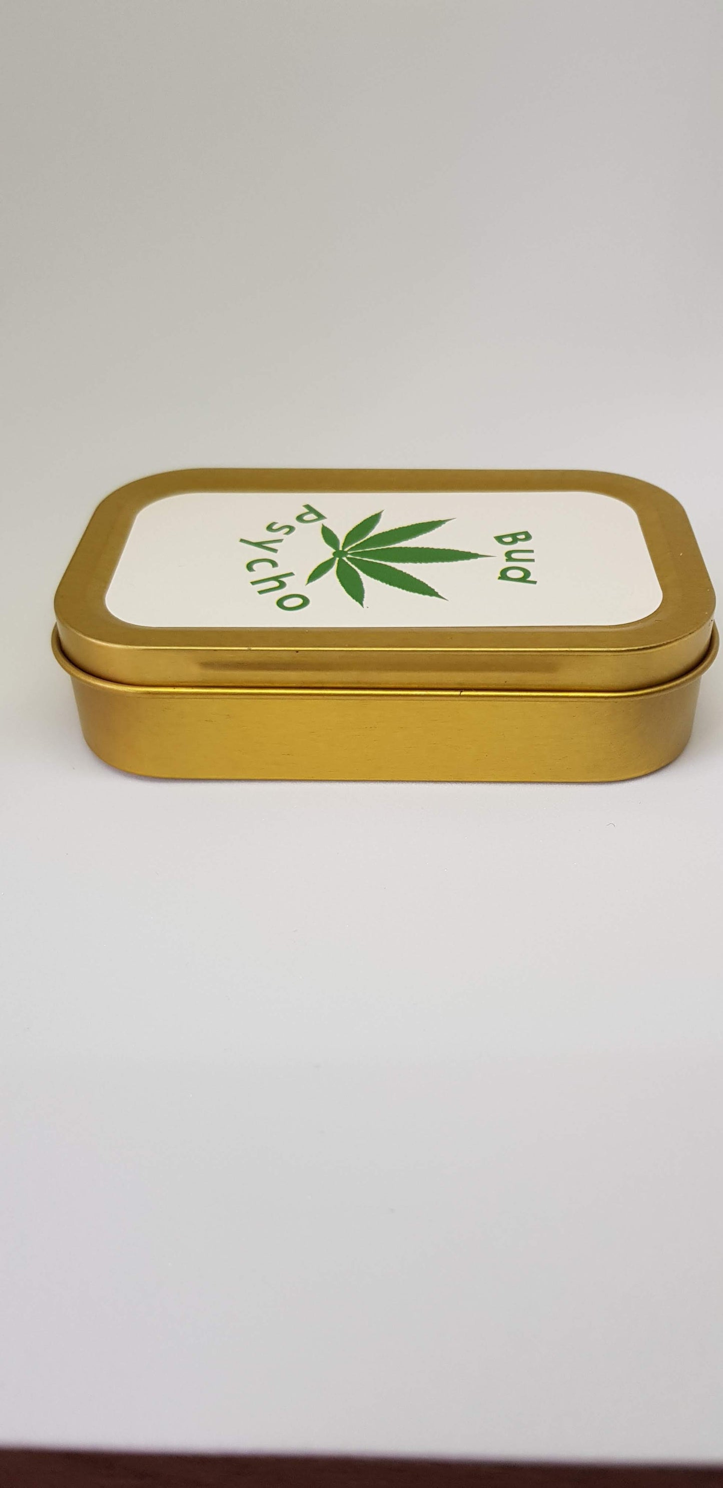 GOLD METAL STORAGE COIN SWEET CIGARETTE SMOKING BACCY STASH TIN TOBACCO PILL BOX